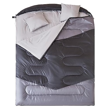 oaskys Double Sleeping Bag for Adults with 2 Pillows Queen Size XL Waterproof Sleeping Bag for All Season Camping Hiking Backpacking 2 Person Sleeping Bags for Cold Weather Warm