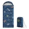 Wake In Cloud Kids Sleeping Bag for Boys Toddlers Camping in Warm Cold Weather Backpacking Lightweight Compact Outdoor Liner for 3 Seasons Space Stars Rockets Galaxy Navy Blue