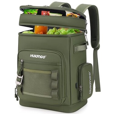 Hulongo 30L Large Waterproof Leakproof Cooler Backpack for Men Women Insulated Backpack Cooler for Camping Beach Fishing PicnicOutdoor 30L 48Cans Green