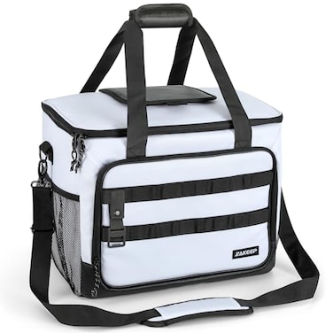 ZAKEEP Soft Cooler Bag Large Leakproof Beach Cooler 30 Cans Collapsible Cooler with Adjustable Shoulder Straps Ice Chest Portable Insulated Bag Camping Coolerbag for TravelCampingPicnic White