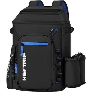 Heytrip Backpack Cooler 3654 Cans Insulated Waterproof Cooler Bag for 20 Hours Cold Retention LeakProof Cooler and MultiCompartments Black 36 Cans with 2 Pouches