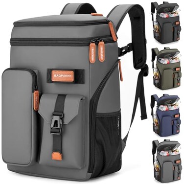 BAGPARKK Insulated Cooler Backpack33 Cans Multifunctional Double Deck Leakproof Cooler Bag with Sternum StrapLarge Capacity Lightweight Travel Camping Beach Backpack Cooler Ice Chest for Men Women