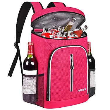 FORICH Soft Cooler Backpack 30L Capacity Rose Red Polyester Suitable for Outdoor Activities
