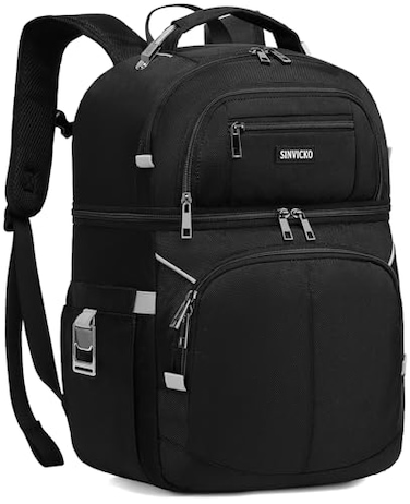 SINVICKO Cooler BackpackDouble Deck Leakproof Cooler BagInsulated Backpack Cooler Lunch Backpack for Men WomenGrey Black