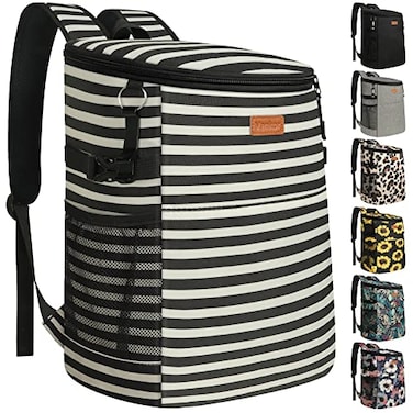 Vankor Camping Cooler Backpack 30 Cans Soft Backpack Coolers Insulated Leak Proof Travel Cooler Bag Waterproof Lunch Picnic Beach Work Trip Thermal Bag Drink Beverage Beer Bag Cooler Stripe