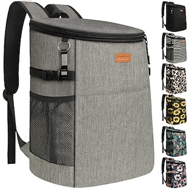 Vankor Camping Cooler Backpack 30 Cans Soft Backpack Coolers Insulated Leak Proof Travel Cooler Bag Waterproof Lunch Picnic Beach Work Trip Thermal Bag Drink Beverage Beer Bag Cooler Grey