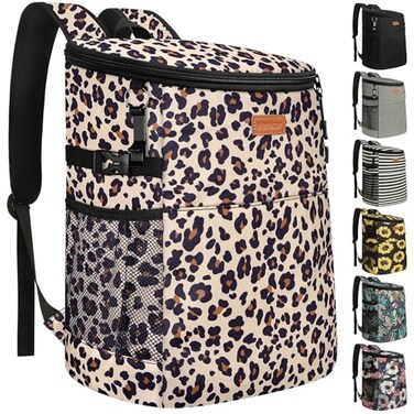 Vankor Backpack Cooler for Women Soft Cooler Backpack with Cooler Compartment Insulated Waterproof Ice Pack Cooler Bag for Women Black Brown Pattern