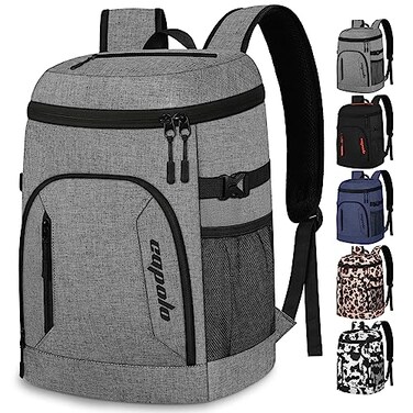 Capolo Cooler Backpack 30 Cans Insulated Backpack Cooler Leak Proof Large Capacity Thermal Bag Beverage Soft Cooler Bag Lunch Camping Travel Picnic Hiking for Men Women Gray