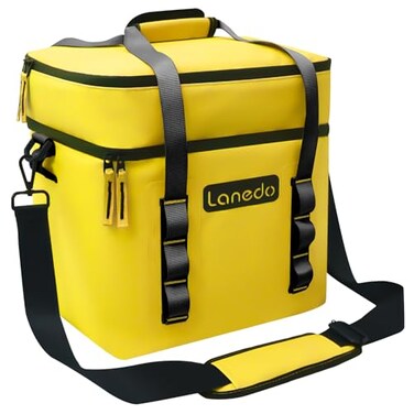 Lanedo Lunch Soft Cooler 20 Can Soft Carrying Handle Insulated Bag Portable Ice Chest Box for Lunch Beach Drink Beverage Travel Camping Picnic Car Trips Cooler LeakProof Orange