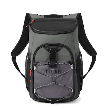 Titan by Arctic Zone Backpack Cooler Insulated Soft Sided Bag with Leak Proof Lining and Padded Straps for Lunch Picnic and Travel 24 Can Capacity Sharkskin Grey