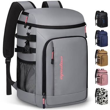 Capolo Cooler Backpack Insulated Waterproof for Women Men Leak Proof Backpack Coolers Thermal Bag Soft Travel Cooler Bag Portable Ice Chest Lunch Backpack for Camping PicnicLeather Gray45 Cans