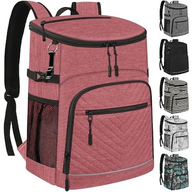 Capolo Cooler Backpack Insulated Leakproof Waterproof Backpack Cooler Bag 30 Cans Large Capacity Lightweight Travel Camping Beach Backpack Cooler Ice Chest for Men and Women Pink