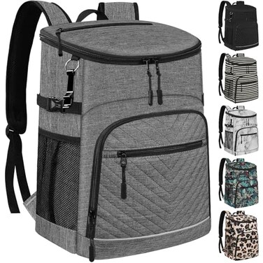 Capolo Cooler Backpack Insulated Leakproof Waterproof Backpack Cooler Bag 30 Cans Large Capacity Lightweight Travel Camping Beach Drink Beverage Beer Bag Cooler Ice Chest for Men and Women Grey