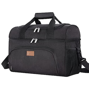 Lifewit Insulated Cooler Bag 32 Can Large Leakproof Beach Cooler Lightweight Portable Double Layer SoftSided Travel Ice Chest for Camping Kayaking Road Trips Grocery Shopping Black
