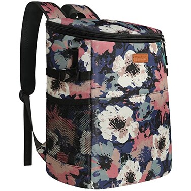Vankor Camping Cooler Backpack 30 Cans Soft Backpack Coolers Insulated Leak Proof Travel Cooler Bag Waterproof Lunch Picnic Beach Work Trip Thermal Bag Drink Beverage Beer Bag Cooler Floral Painting