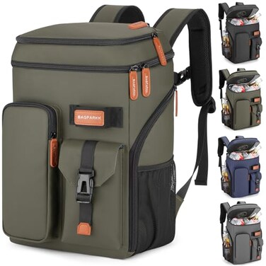 BAGPARKK Insulated Cooler Backpack33 Cans Multifunctional Double Deck Leakproof Cooler Bag with Sternum StrapLarge Capacity Lightweight Travel Camping Beach Backpack Cooler Ice Chest for Men Women