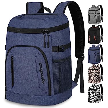 Capolo Cooler Backpack for Men Women Insulated Backpack Cooler Leak Proof Large Capacity Thermal Bag Beverage Soft Cooler Bag Lunch Backpack for Travel Picnic Hiking Deep Blue 30 Cans