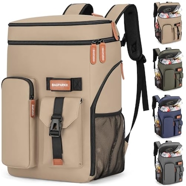 BAGPARKK Insulated Cooler Backpack33 Cans Multifunctional Double Deck Leakproof Cooler Bag with Sternum StrapLarge Capacity Lightweight Travel Camping Beach Backpack Cooler Ice Chest for Men Women