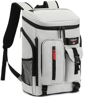 TUGUAN Cooler Backpack 36 Cans Insulated Leak Proof Lightweight Lunch Backpack for Men Work Portable Travel Thermal Bag Compartment Camping Hiking Beach Pincnic Cooler for Women Grey