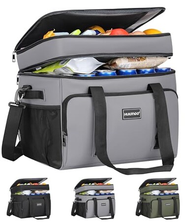 Hulongo 42L Soft Cooler Insulated Large Cooler Bag for Beach Car Outdoor 60Cans Grey