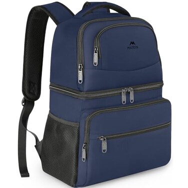 MATEIN Cooler Backpack Insulated Waterproof 26 Cans LeakProof Lunch Backpack Cooler for Men Women Double Layer Lightweight Soft Cooler Bag Portable Lunchbox Backpack for Beach Travel Picnic Blue