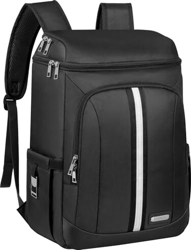 LTINVECK Cooler Backpack for Women MenInsulated Backpack Cooler Leakproof Double Deck Work Lunchboxes Cooler BagHot and Cold Thermal Backpack with Reflective StripesBlack