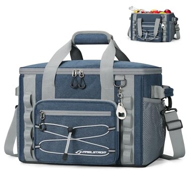 Maelstrom Soft Sided Cooler Bag 3040 Can Collapsible Insulated Ice Chest Large Leakproof Portable Storage for Camping Travel Kayaking Beach 3Blue 30 Can