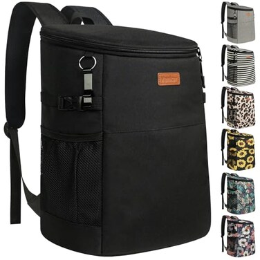 Vankor Camping Cooler Backpack 45 Cans Soft Backpack Coolers Insulated Leak Proof Travel Cooler Bag Waterproof Lunch Picnic Beach Work Trip Thermal Bag Drink Beverage Beer Bag Cooler Black
