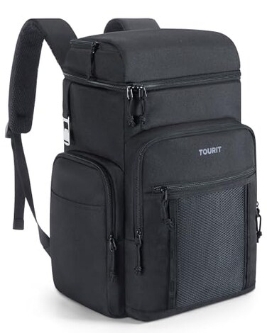 TOURIT Waterproof Cooler Backpack 30 Cans Insulated Leakproof Portable Cooler Bag Beach Travel Camping Picnic Hiking Black