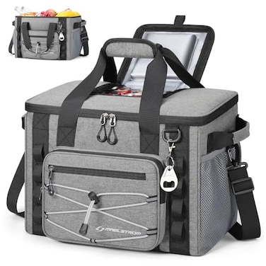 Maelstrom Soft Sided Cooler Bag 3040 Can Collapsible Insulated Ice Chest Large Leakproof Portable Storage for Camping Travel Kayaking Beach 5Gray with lid 30 Can