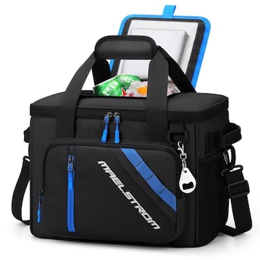 Maelstrom 30 Can Large Leakproof Soft Cooler Bag Insulated Collapsible Ice Chest with Bottle Opener Portable for Beach Camping Travel Shopping Black