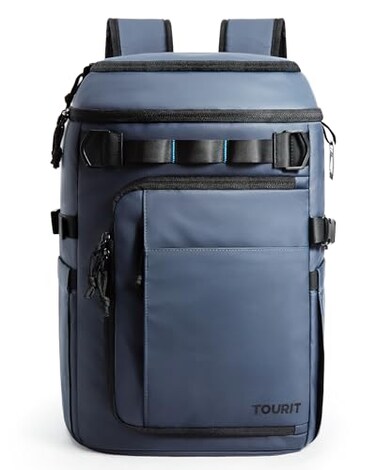TOURIT 38 Cans Backpack Cooler Leak Proof Waterproof 2 Insulated Compartments Soft Cooler Bag Beach Travel Camping Picnic Navy Blue