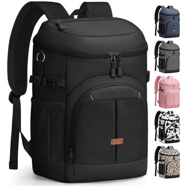 Pritent Cooler Backpack for Men Women Insulated Waterproof Backpack Coolers Leak Proof Cooler Bag Lightweight Lunch Backpack for Camping Beach Travel PicnicBlack30 Cans
