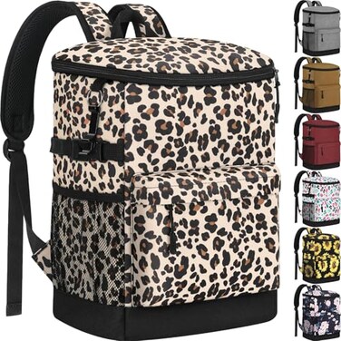 Tenot Cooler Backpack 33 Cans Backpack Coolers Insulated Leak Proof Soft Beach Cooler Bag for Men Women Ice Chest Backpack Camping Hiking Picnic Travel Cooler Lunch Backpack Leopard Print