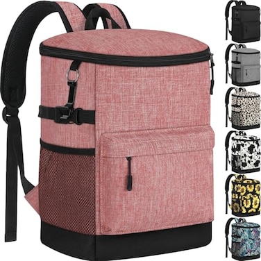 Tenot Cooler Backpack 33 Cans Backpack Coolers Insulated Leak Proof Soft Beach Cooler Bag for Men Women Ice Chest Backpack Camping Hiking Picnic Travel Cooler Lunch Backpack Pink