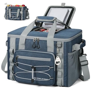 Maelstrom Soft Sided Cooler Bag 3040 Can Collapsible Insulated Ice Chest Large Leakproof Portable Storage for Camping Travel Kayaking Beach 6Blue with lid 40 Can