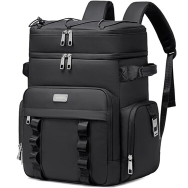 Weitars Insulated Cooler BackpackDouble Deck Waterproof Soft Cooler BagBackpack Coolers Leak Proof Lunch Backpack for Men Women for TravelCampingPicnicBeachPicnicOutdoor 31L52 Can Black