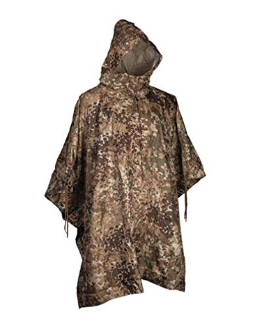 Mil-Tec MilTec Adult Ripstop Wet Weather Waterproof MultiUse Rain Poncho with Hood Use as Bivouac Sack Shelter Tent AridFleck
