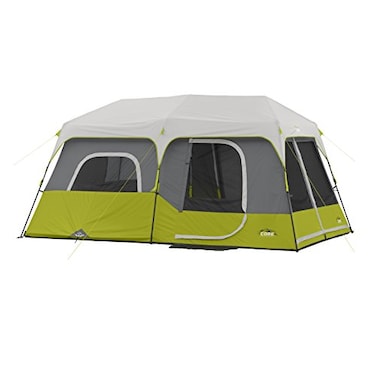 CORE 9 Person Instant Cabin Tent Large Multi Room Family Pop Up Tent for 2 Minute Camp Setup Included Storage Pockets for Camping Accessories