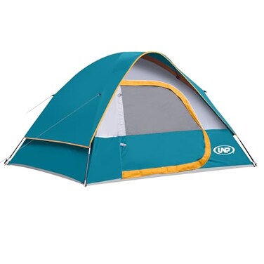 UNP Camping Tent 4 Person Waterproof Windproof Tent with Rainfly Easy Set Up Portable Dome Tents for Camping Ocean Blue