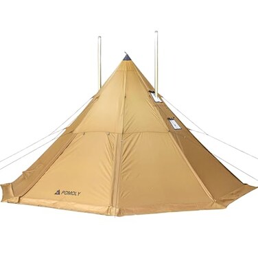 POMOLY Tipi Tent Camping Hot Tents Bromance 70 Pyramid with 3 Stove Jacks for 24 Person Hiking Hunting Without Inner Tent