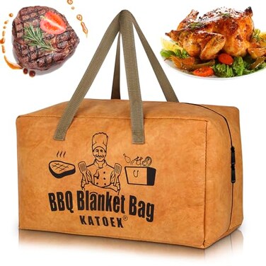katoex BBQ Blanket for Resting Meat Insulated Brisket Resting Blanket for Smoking Reusable BBQ Meat Resting Bag with Handle Strap Wide Mouth for Large BrisketsPork ShouldersTurkeys 18in
