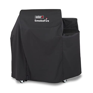 Weber 24 SmokeFire Premium Grill Cover Black WeatherResistant UVProtected Cover with Secure Straps for Wood Pellet Grills
