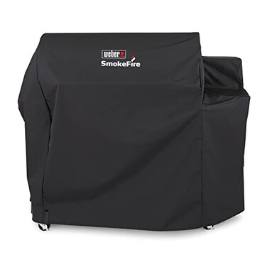 Weber 36 SmokeFire Premium Grill Cover Black WeatherResistant UVProtected Cover with Secure Straps for Wood Pellet Grills