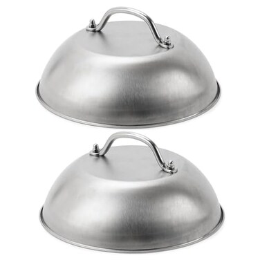 ZBXFCSH Compatible with Blackstone 5555 Stainless Steel 9 Griddle Melting Cheese Dome Wok Lids Commercial Grade Basting and Steaming Cover Best for Use in Flat Top Grills 06mm Thickness2 Domes