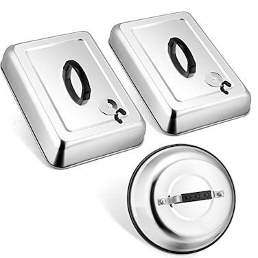 Leonyo 3Pcs Basting Cover for Griddle Large 13 Rectangular Cheese Melting Dome with Adjustable Vent Stainless Steel 9 Round Griddle Lid BBQ Heavy Duty Steam Cover for Flat Top Grill