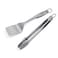 Weber Deluxe Tool Set Stainless Steel Grill Spatula HandsFree Locking Tongs with SoftTouch Ergonomic Grip Grill Accessories
