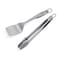 Weber Deluxe Tool Set Stainless Steel Grill Spatula HandsFree Locking Tongs with SoftTouch Ergonomic Grip Grill Accessories