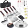 VIKEYHOME Griddle Accessories Kit 28 Pcs Flat Top Grill Accessories Set for Blackstone Professional Grill BBQ Spatula Set with Basting Cover Spatula Scraper Bottle Tongs Egg Ring
