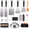 ROMANTICIST 29PCS Griddle Accessories Set Flat Top Teppanyaki Spatula Set with Scraper Basting Cover for Camp Chef Home Cooking Griddle and Outdoor BBQ Gifts for Christmas